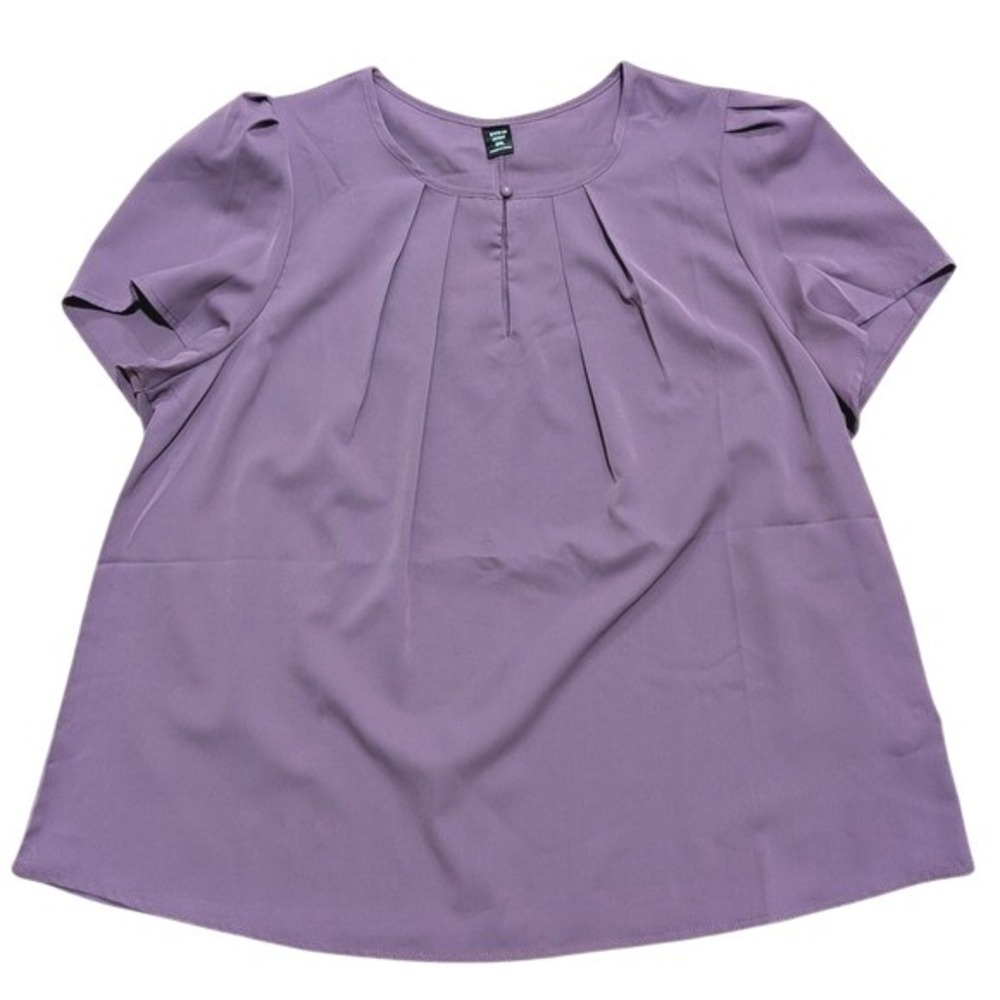 SHEIN NEW Plus 2X 18 20 Purple Short Sleeve Blouse Top Shirt Work Wear Career